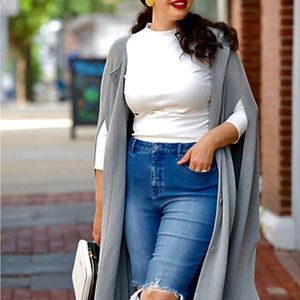 Girl With Curves Button Down Longline Poncho Cape EUC Sz XL/1X (Fits up to 3X!)